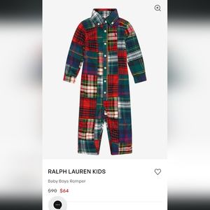 Ralph Lauren Plaid Patchwork Romper Jumpsuit baby boy